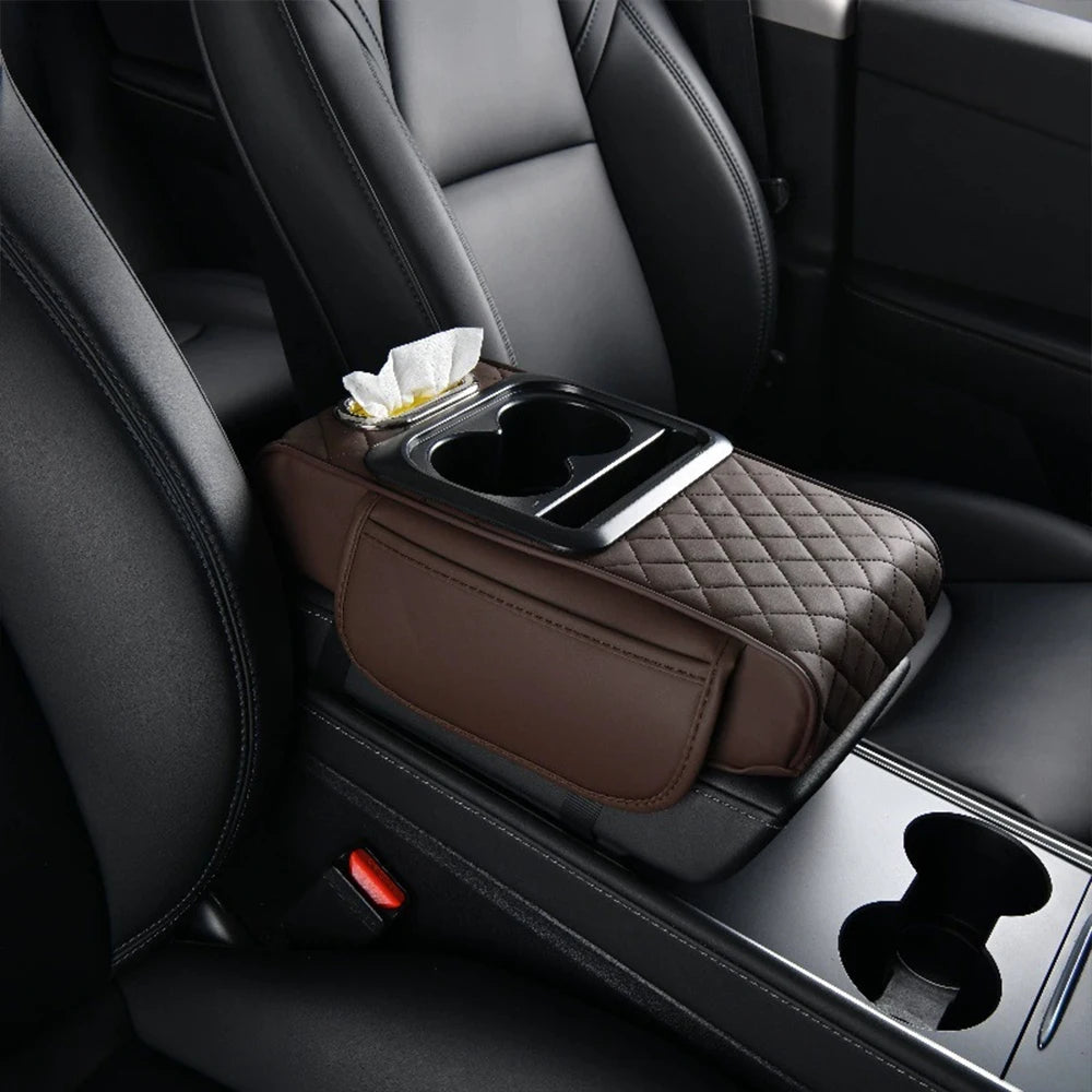 1PC Car armrest box pad, height pad, beverage cup holder, multifunctional storage, universal central armrest pillowcase