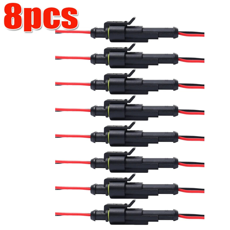2Pin Automotive Electrical Connector Waterproof Male and Female Plug Cable Car Connector Plug Kit for LED Light Motorcycle Boat