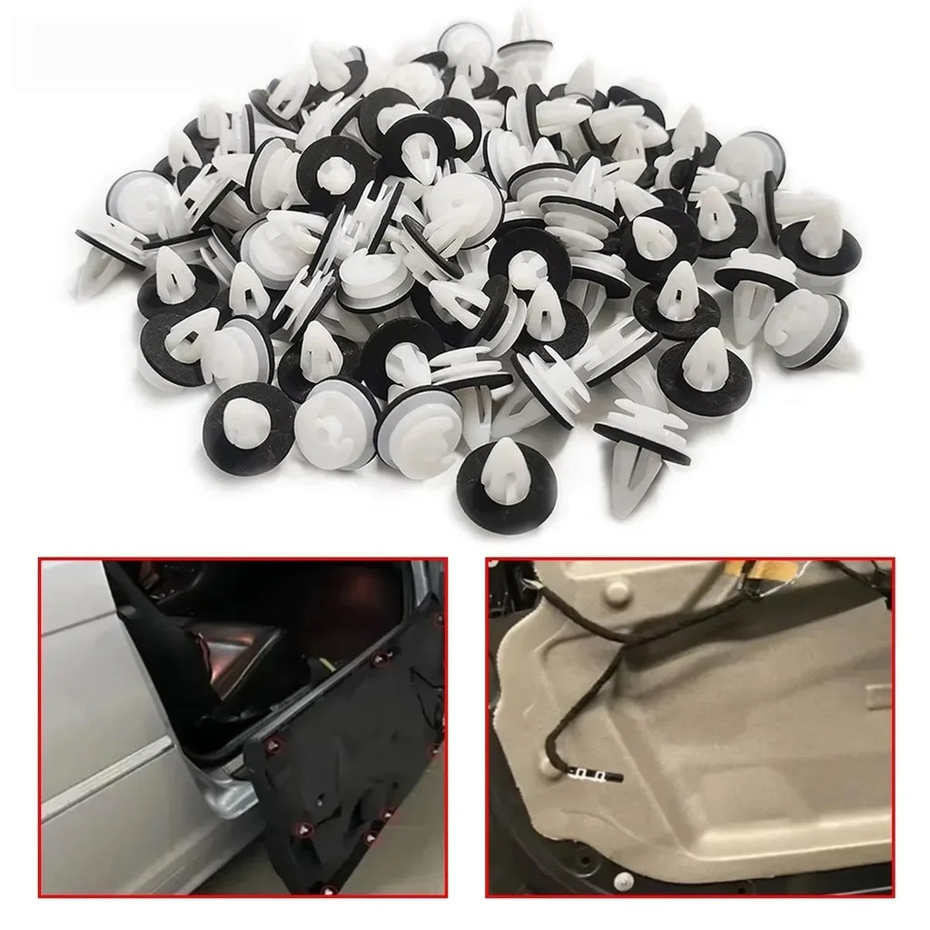 Bulk Pack 20/50/100pcs Automotive Door Panel Clips Rivets with Sealing Rings Bumper Fasteners for Car Panel Installation