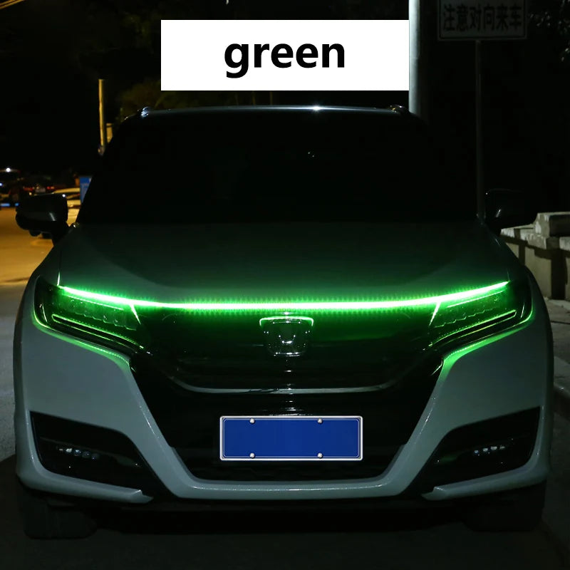 1.2M/1.5M/1.8M Car DRL Led Lights Strip For Hood Flexible Car Engine Cover Decoration Headlight Universal Daytime Running Lights