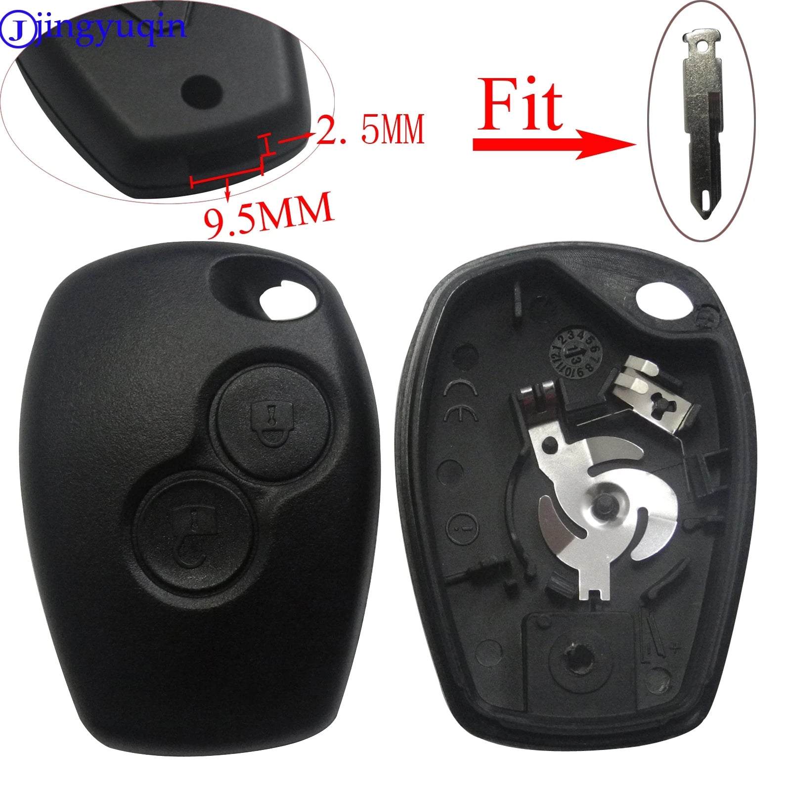 jingyuqin 2Button Uncut Blank Blade Replacement Car Key Cover Case Fob for Renault Dacia Modus Clio 3 Twingo Kangoo Key Shell