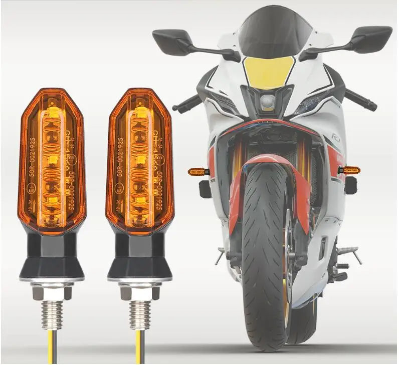 8mm Mini Motorcycle LED Turn Signal Lights Amber Flashing Light Blinker Turn Signal Lamp 12V Moto Indicator Lamp Accessories