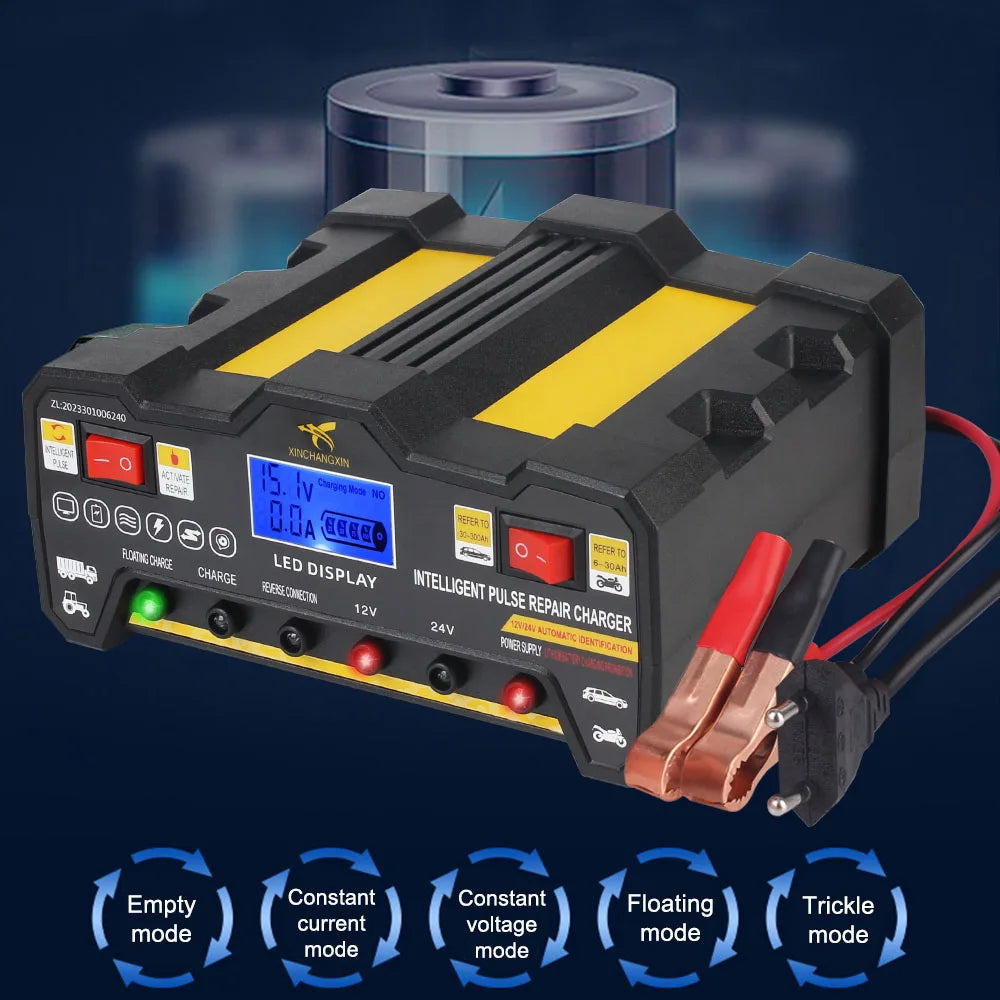 24V/12V 220W Car Battery Chargers Truck Battery Maintance Intelligent Pulse Repair For Lead Acid Battery Storage Cell Chargers