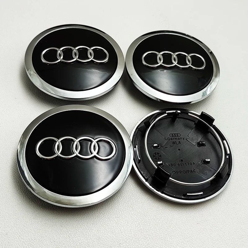 4pcs 69mm Black Grey Car Badge Wheel Center Hub Cap Rim Caps For Audi Emblem 4B0601170A A3 A4 A6 Q3 Q5 Q7 A5 A7 Q2 Accessories