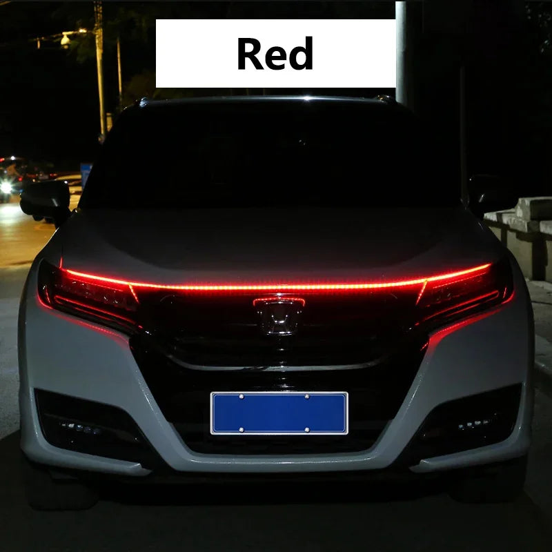 1.2M/1.5M/1.8M Car DRL Led Lights Strip For Hood Flexible Car Engine Cover Decoration Headlight Universal Daytime Running Lights