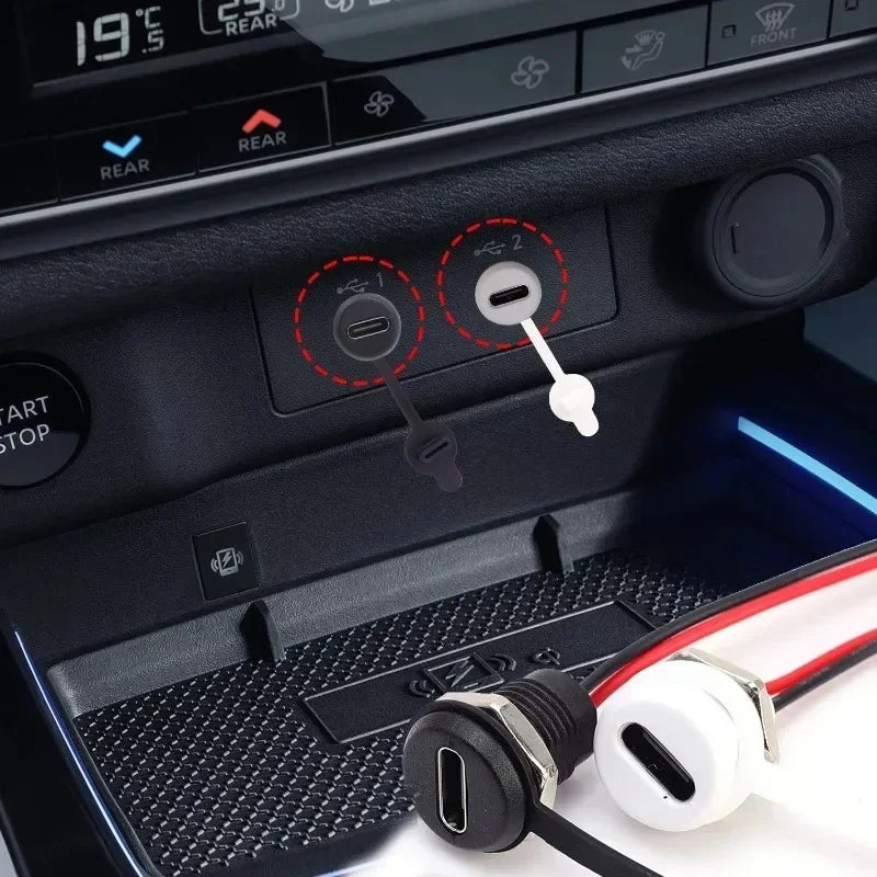 1/20pcs USB Type C Connector Type-C Waterproof with Nut Locking Plate Female TPC Waterproof High Current Fast Charging Jack Port