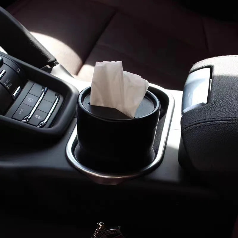 Car Trash Can with Lid,Mini Auto Garbage Can Leakproof Vehicle Trash Bin Fits Cup Holder in Console or Door for Automotive Car