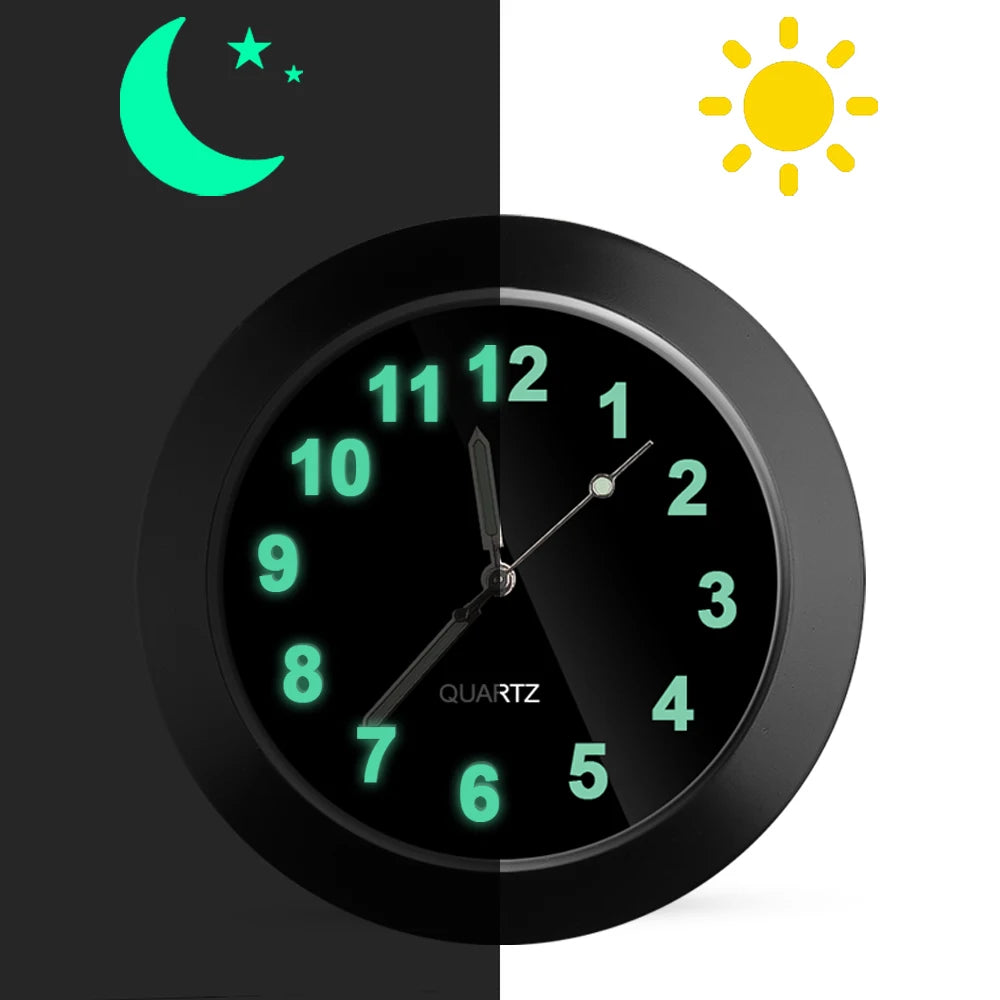 Mini Luminous Car Clock Automobiles Internal Stick-On Watch Mechanics Quartz Clocks Auto Ornament 40/43mm Mini Digital Clock