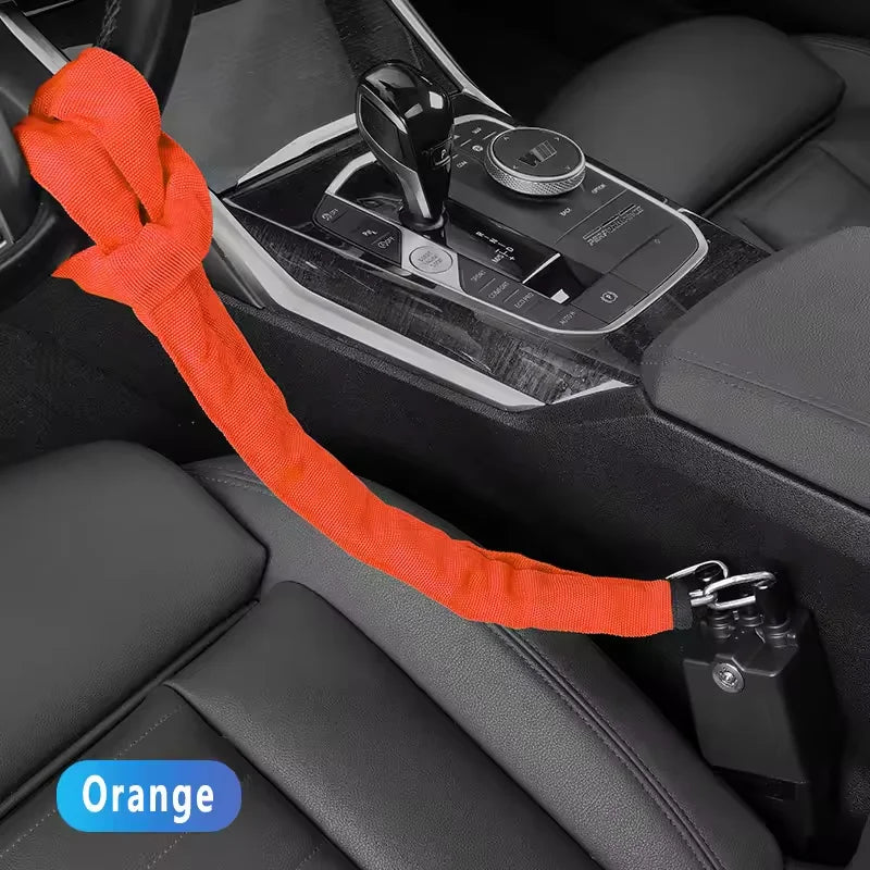 Universal anti-theft device for car steering wheel lock, safety belt buckle lock, steel cable lock, steel wire rope lock, car mo