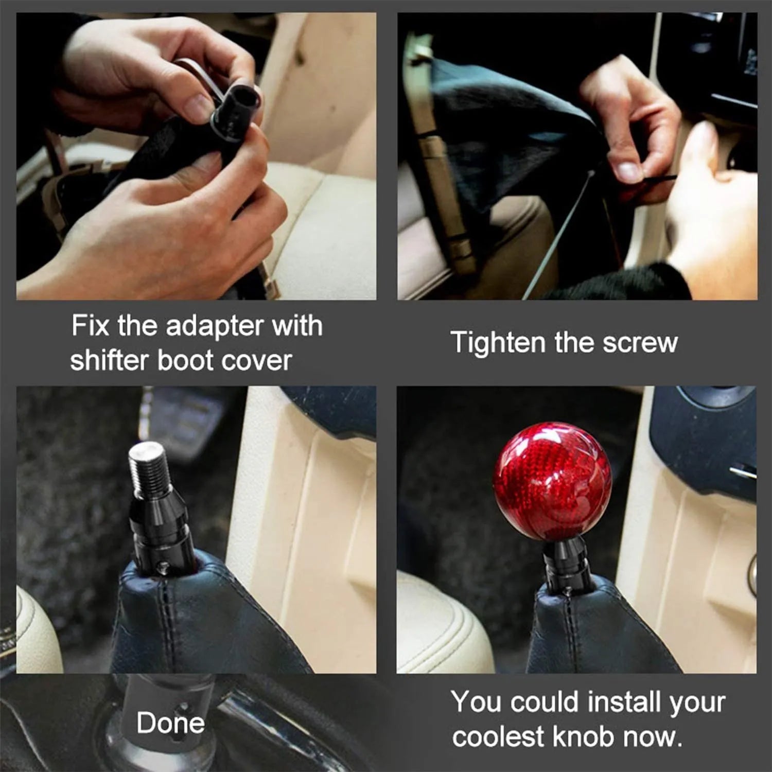 Universal Aluminum Alloy Car Auto Gear Manual Shift Knob Adapter Black for Non Threaded Shifters M12x1.25 M10x1.5 SK-1054-BK