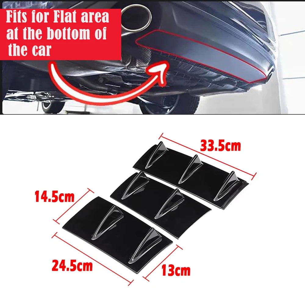 Glossy Black Rear Bumper Spoiler Diffuser 3PCS 7-Fin Lower Body Kit Modification for BMW E39 E60 E46 E90 F10 for Audi A4 B8 A6