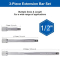 1/4" 3/8" 1/2" Drive Extension Set Socket Ratchet Wrench Extension Bar,50/100/150/250mm Ratchet Wrench Socket Extender Hand Tool