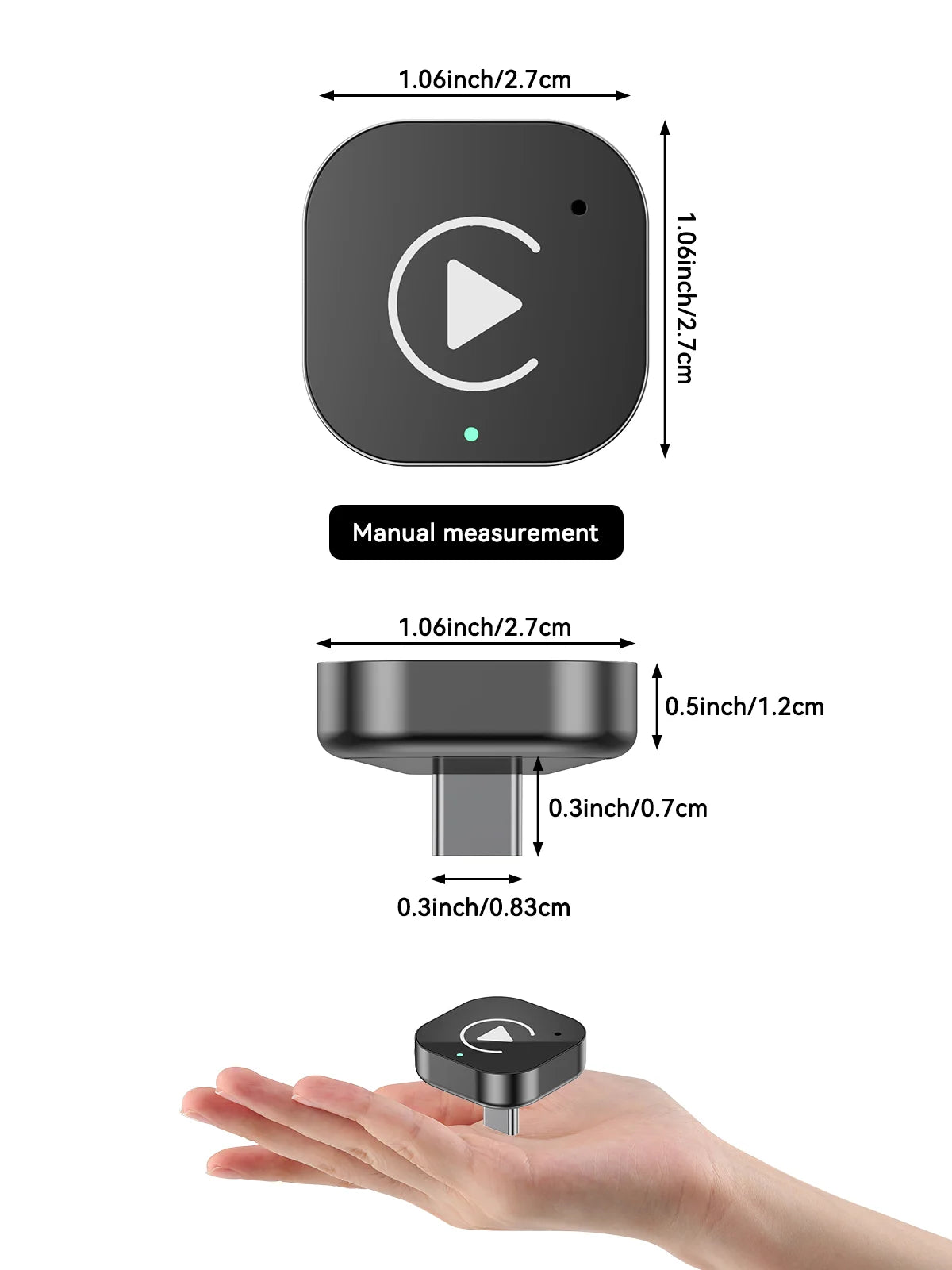 （Type-C）2 in 1 carplay Dongle,Wireless CarPlay Apapter USB C / Android Auto USB C For Converts Wired to Wireless Plug & Play