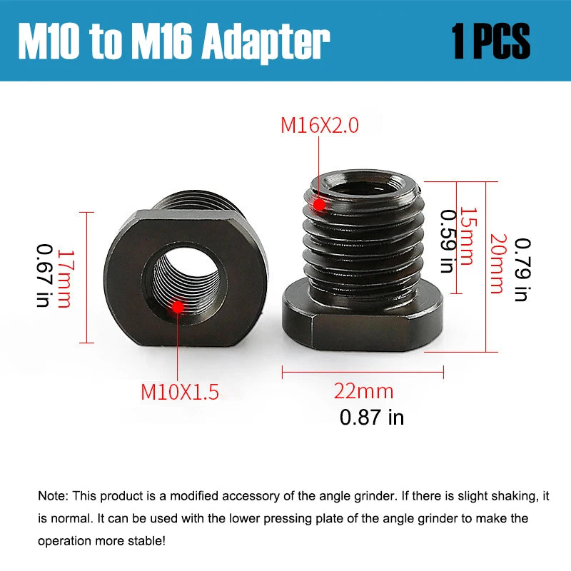 Angle Grinder Thread Conversion Adapter M10 M14 16 Nut Connecting Rod Internal to External Thread Power Tool DIY Accessories 1pc