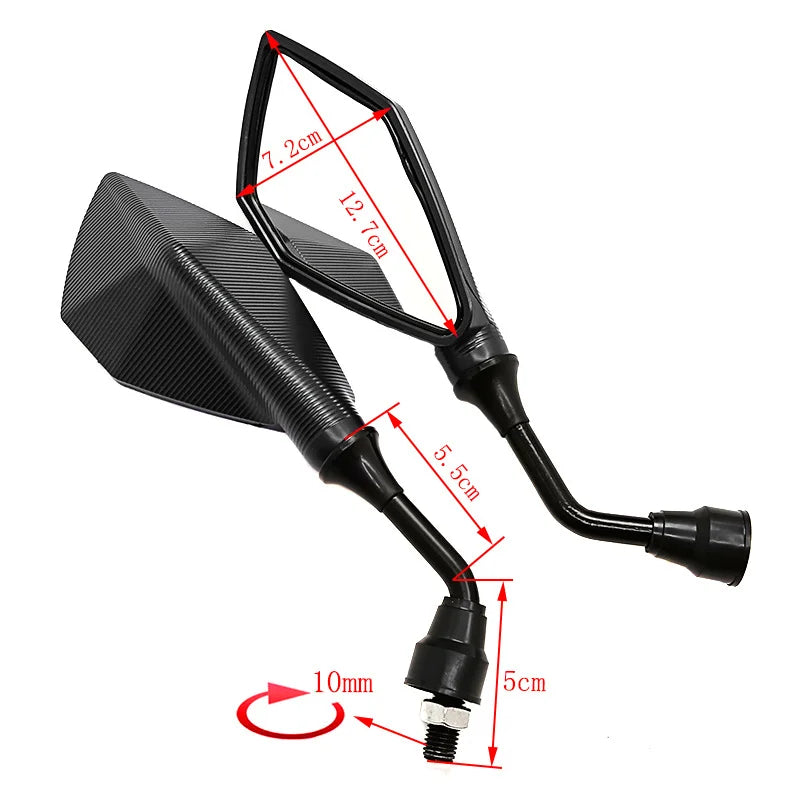 2pcs 10mm Motorcycle Rearview Mirrors Wide Angle Adjustable Bicycle Bike Handlebar Side Flexible Rear View Mirror