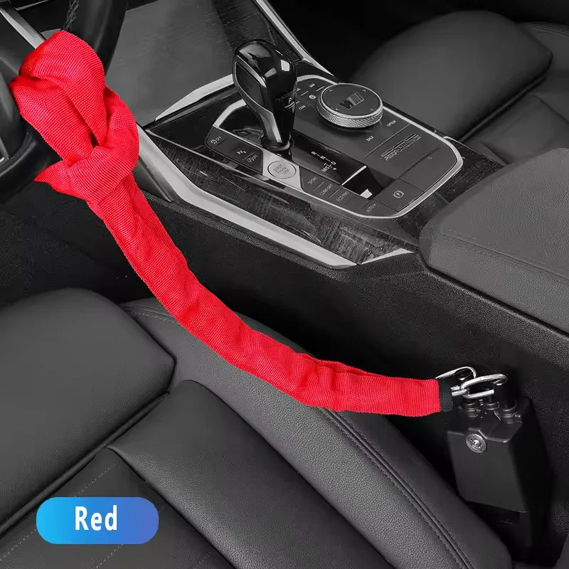 Universal anti-theft device for car steering wheel lock, safety belt buckle lock, steel cable lock, steel wire rope lock, car mo