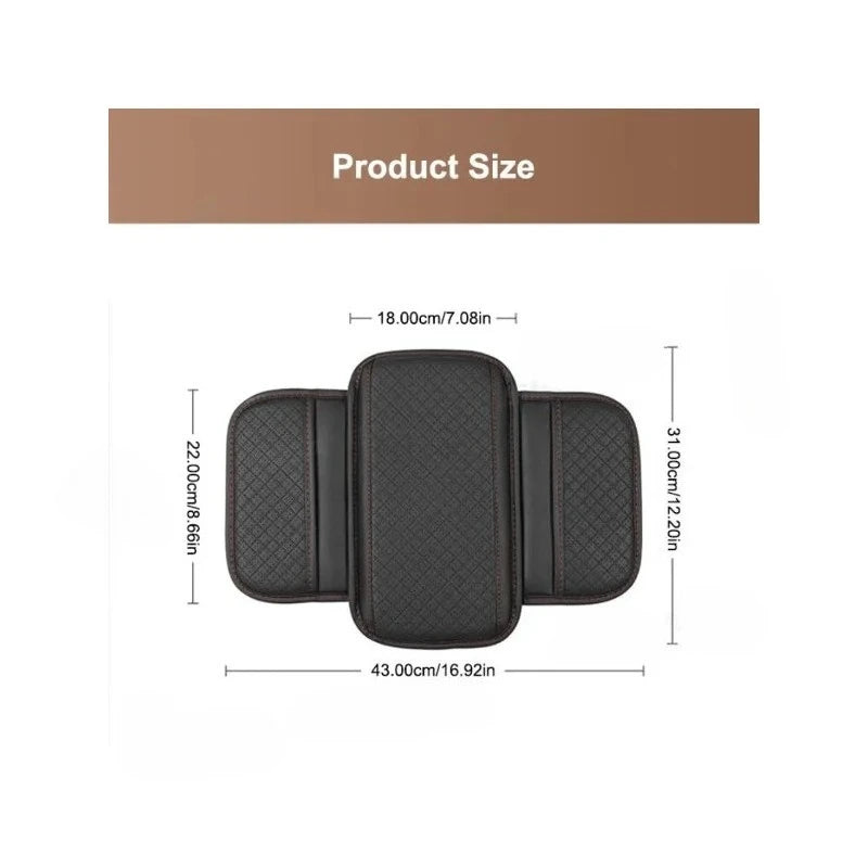 Leather Car Armrest Box Pad Memory Foam Center Console Arm Rest Protector Cover with Storage Pocket Elbow Rest Cushion