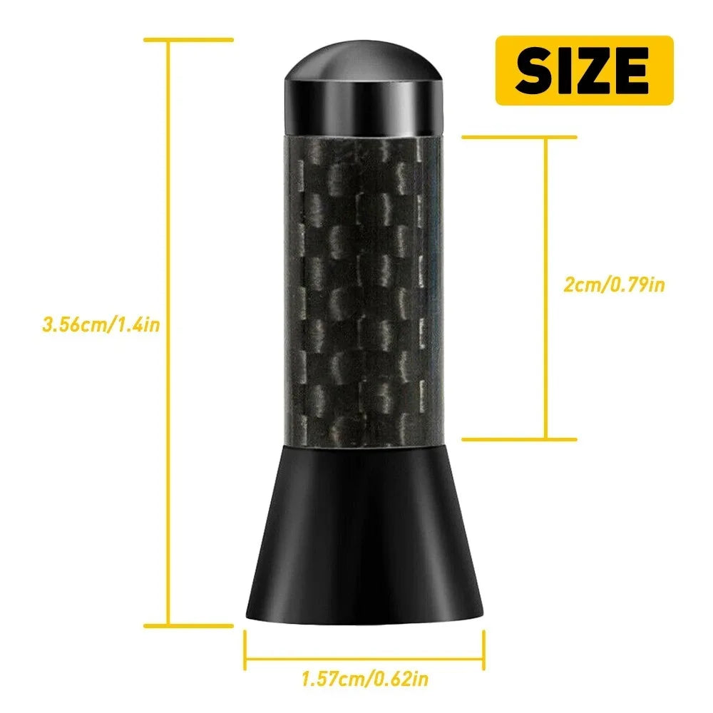 3.5cm Universal Car Short Radio Antenna Carbon Fiber Black Car Roof Antenna Radio Aerial FM/AM Metal Receiving Antennas