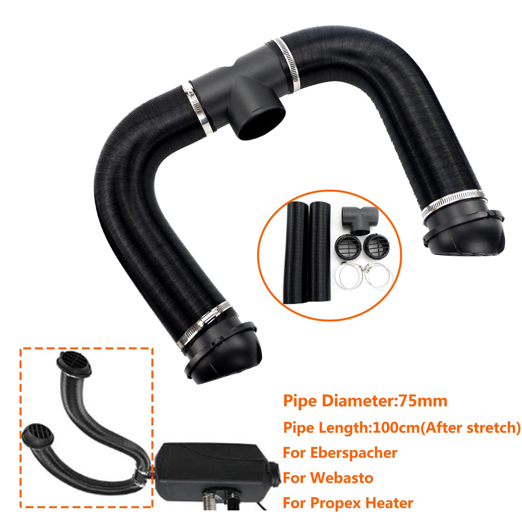 42mm 60mm 75mm Air Diesel Heater Ducting Duct Pipe Hose T Y Connectors Outlet Set High Temp Resistant For Car Camper Caravan