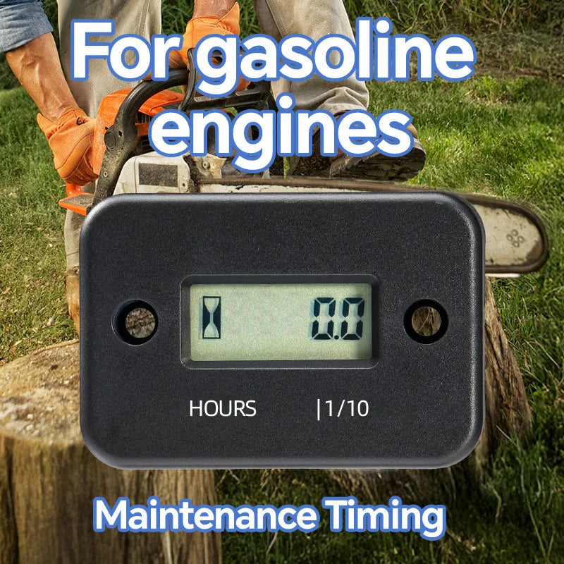 Motorcycle Digital Hour Meter LCD Counter Gauge Stroke Gas Engine Inductive Tachometer Waterproof Instrument For Motorcycle Boat