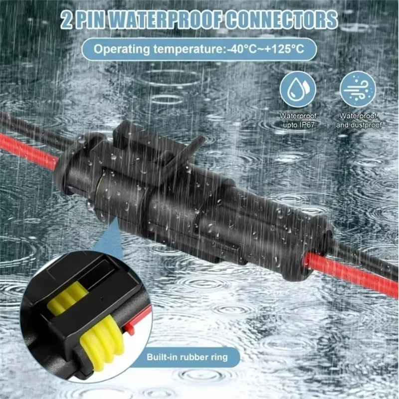 5 SET Waterproof 2 Pin Wire Connectors - 20 AWG Automotive Connector Kit for Car, Truck, Motorcycle, and Marine Boat
