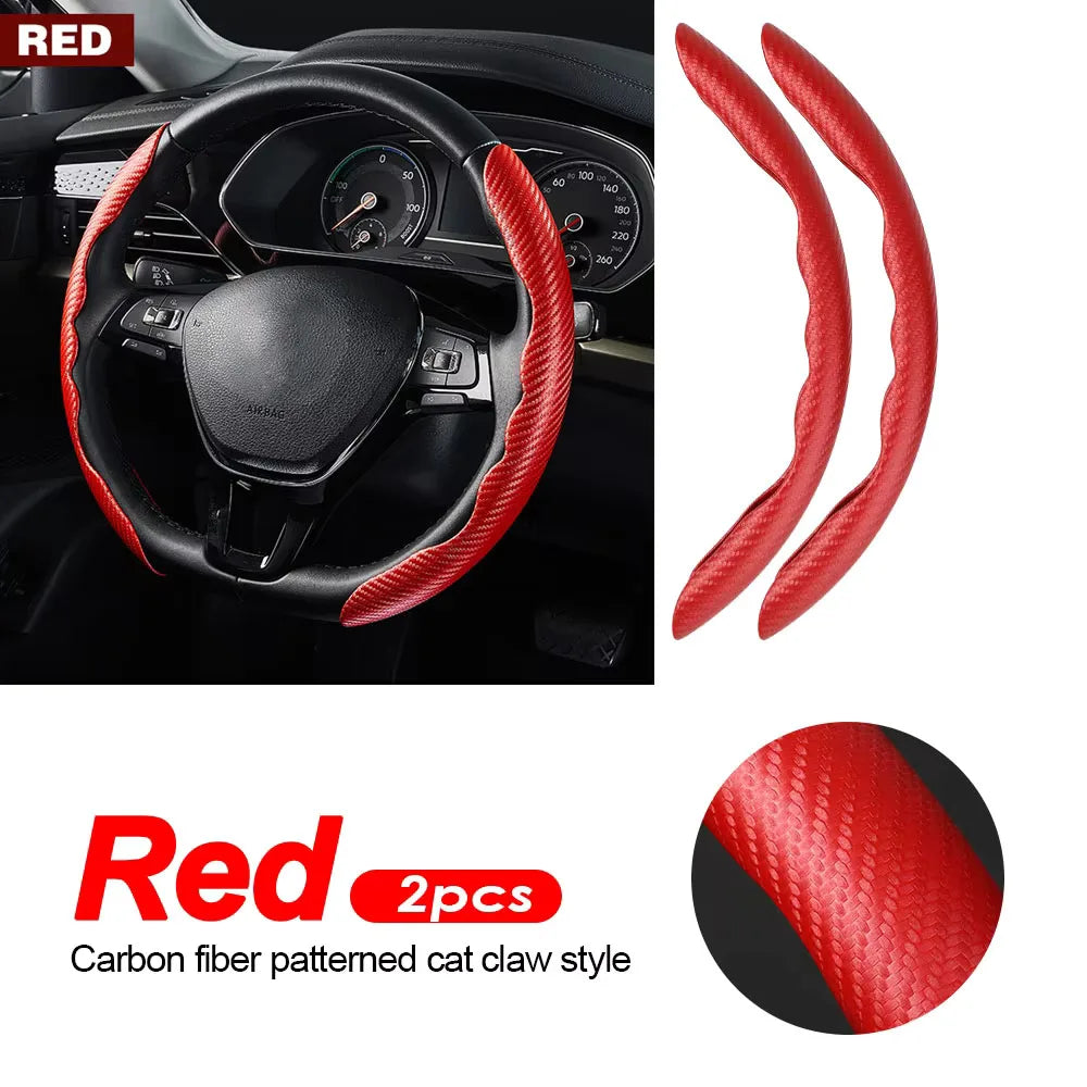 Car Universal 38cm Carbon Fiber Car Steering Wheel Cover Non-slip Card Cover Auto Steering Wheel Handle Booster Protective Cover