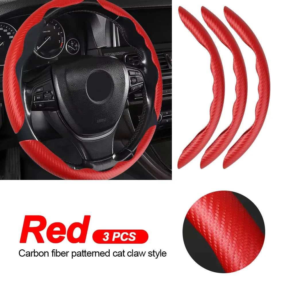 Car Universal 38cm Carbon Fiber Car Steering Wheel Cover Non-slip Card Cover Auto Steering Wheel Handle Booster Protective Cover