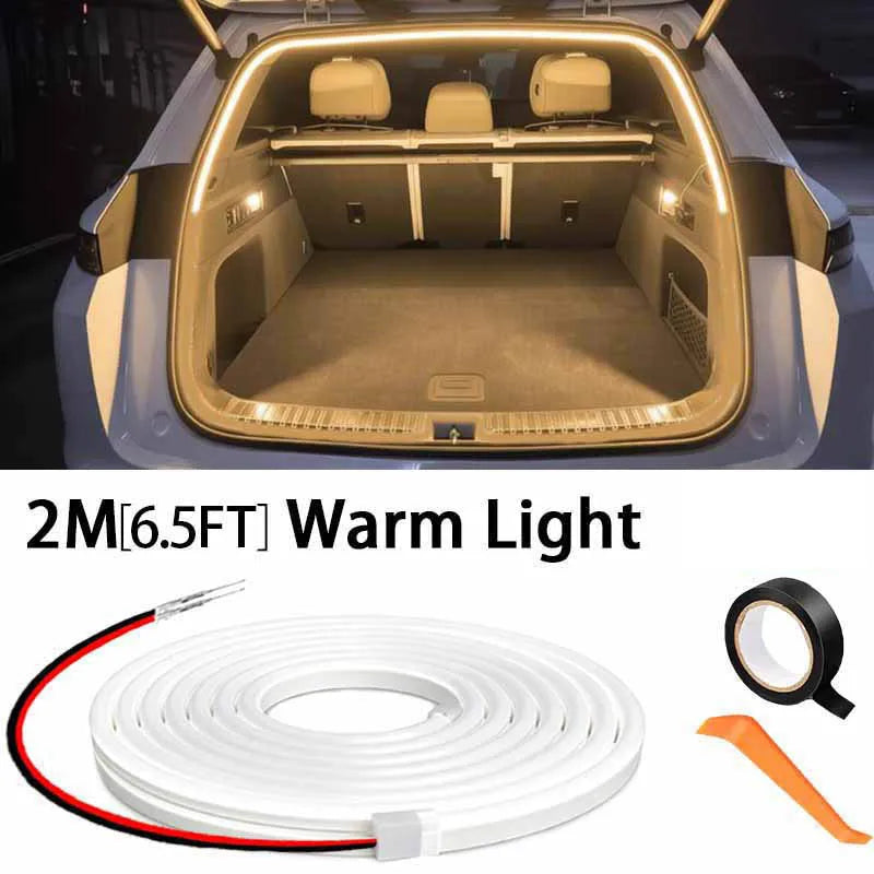 Car high brightness trunk lighting ambient light interior decoration LED wiring free automatic sensing tailgate light strip