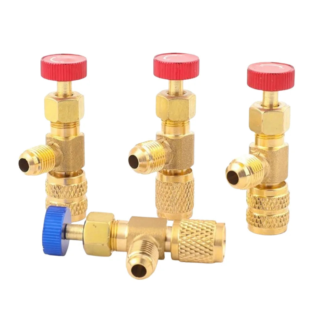 4PCS Safety Valves for Air Conditioning Systems Compatible with R22 R32 R410 Featuring 12 14 516 Quick Connector