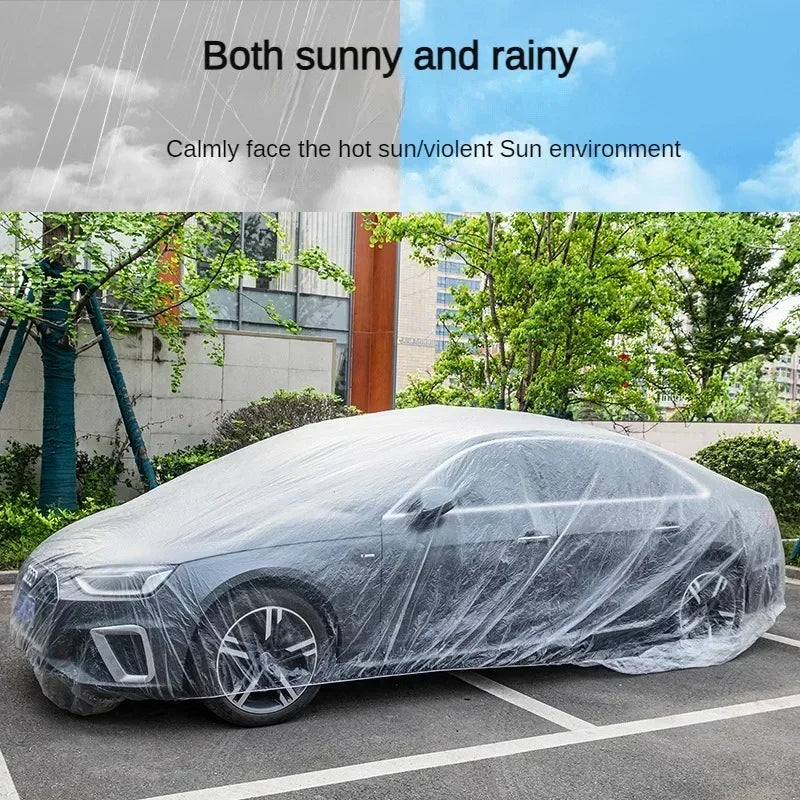 Disposable Transparent Car Cover Universal PEVA Dustproof Scratch Free Auto Protector for Indoor Use Vehicle Exterior Protection