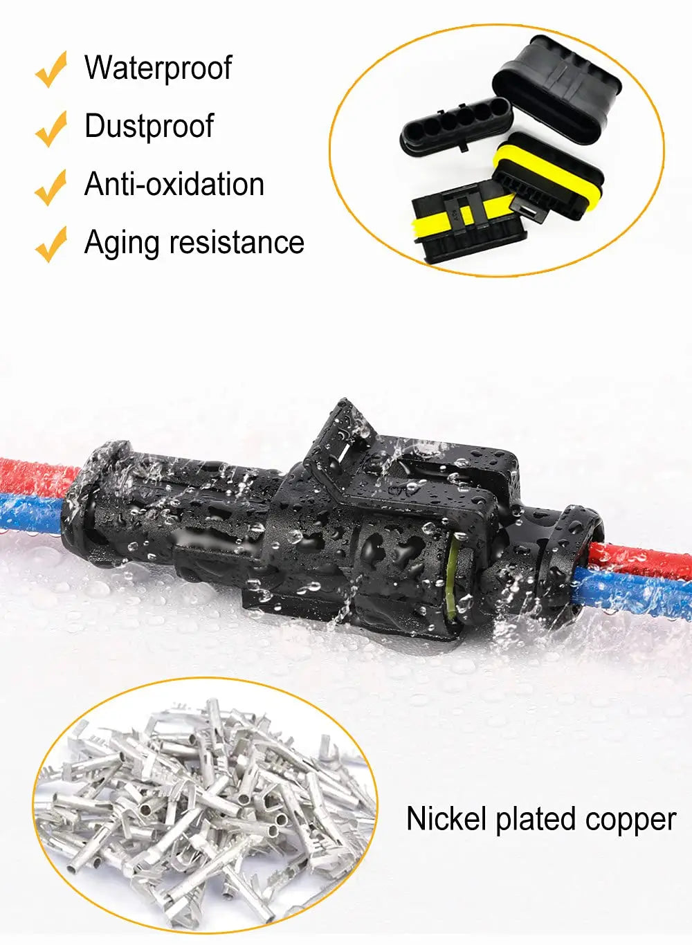 352Pcs Waterproof Electrical Connector Terminals Automotive Electrical Wire Connectors 1/2/3/4 Pin Connector with Crimping Tool
