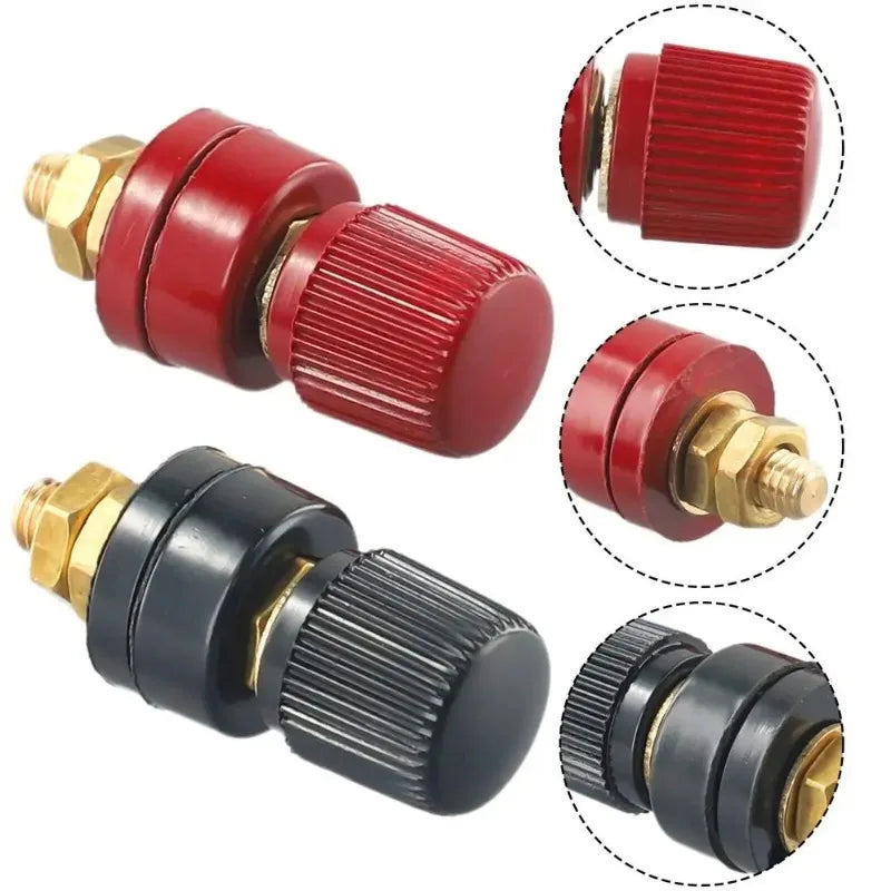 2Pcs Black /red New 6mm Brass Stud Premium Remote Battery Power Junction Post Connector Terminal Kit Automotive Connectors