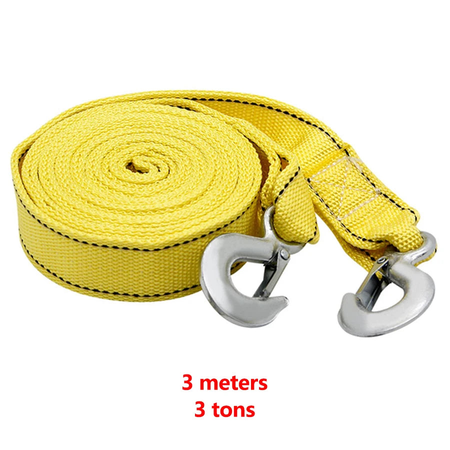 Universal Car Tow Cable Heavy Duty 5 Ton Trailer Rope Towing Pull Rope Strap Hooks Van Road Recovery Car Accessories