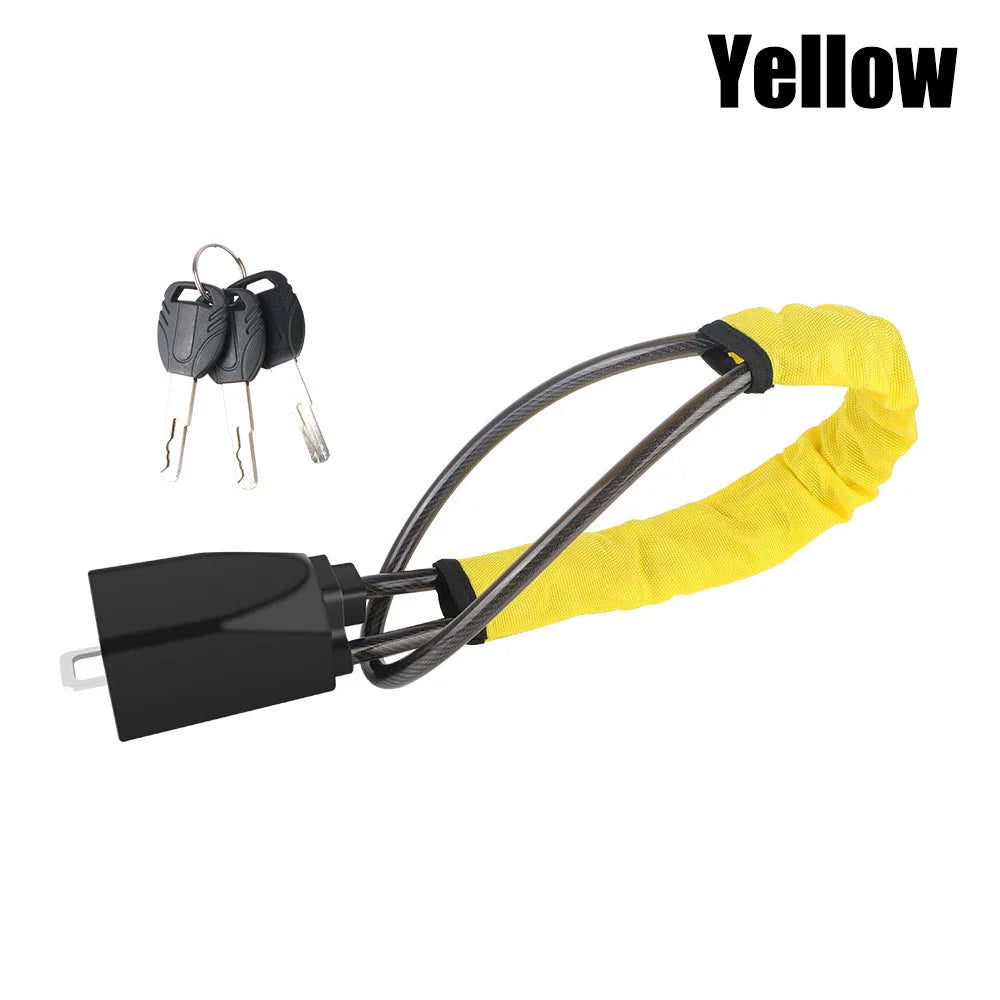 Universal anti-theft device for car steering wheel lock, safety belt buckle lock, steel cable lock, steel wire rope lock, car mo