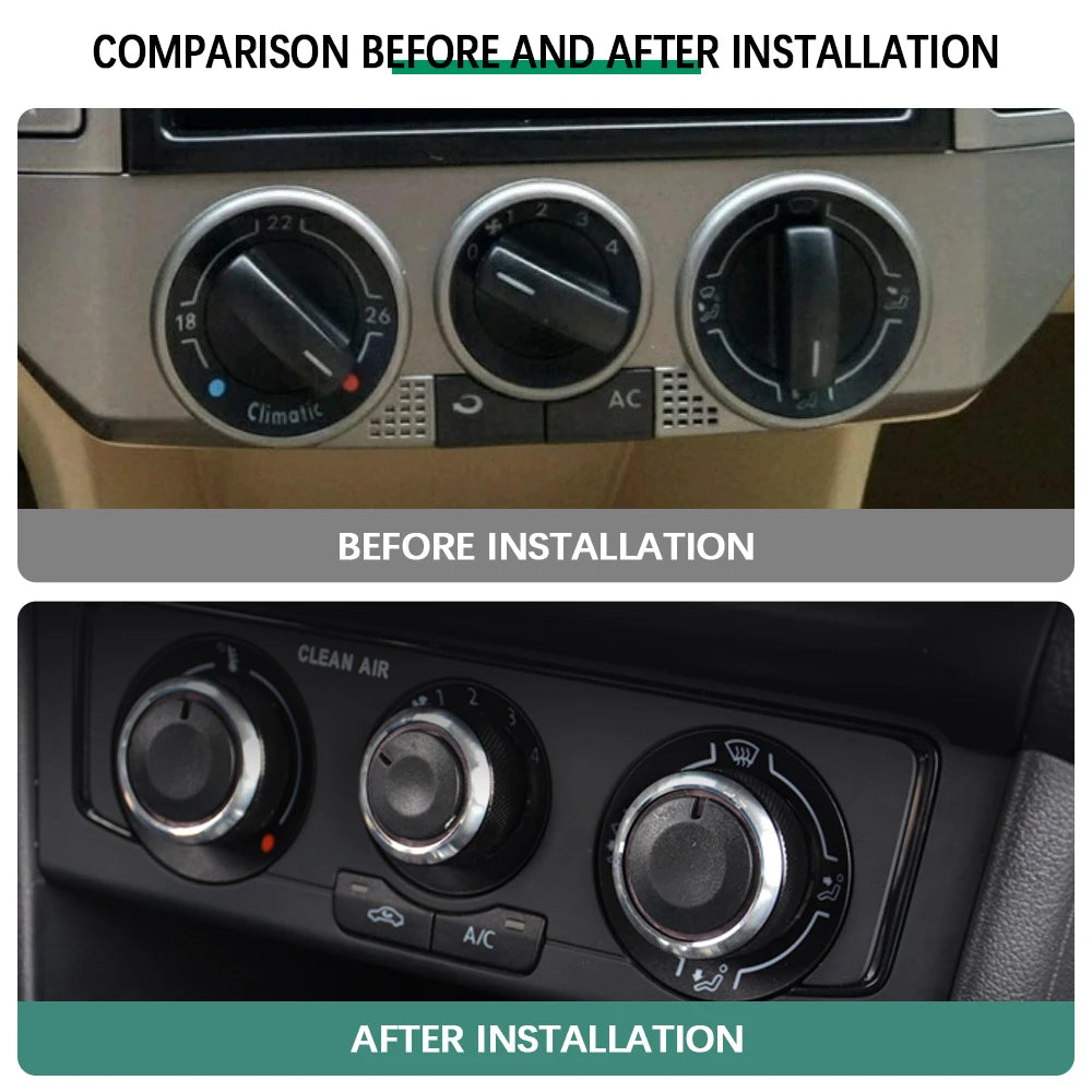 For VW POLO 2002-2013 2014 MK4 MK5 9N 9N3 6R 3Pcs/set Aluminum Alloy AC Knob Heat Control Switch Button Knob