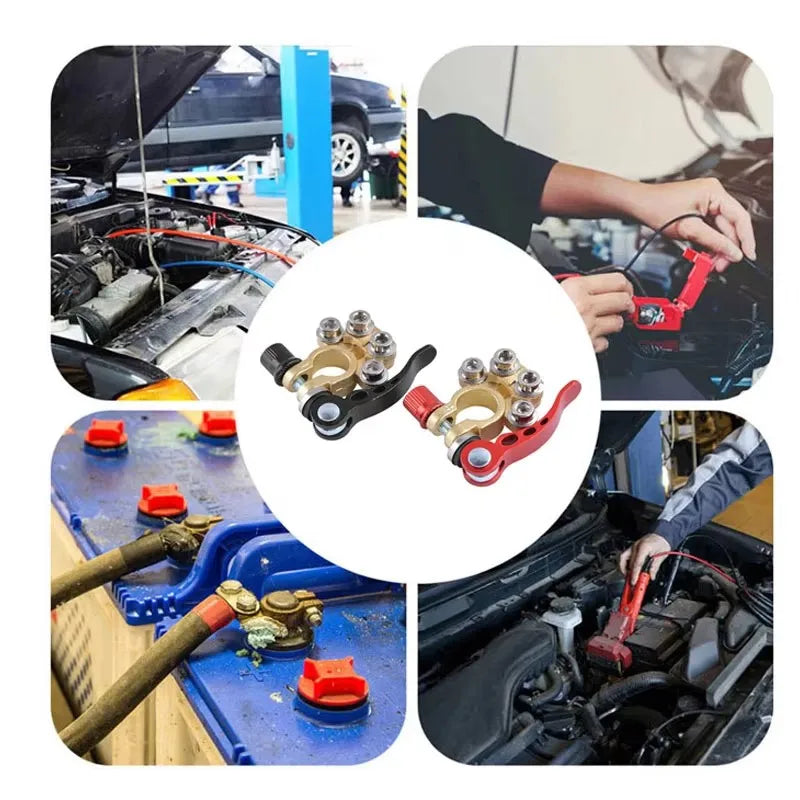 1 Pair/2 Pieces 12V 24V Car Battery Terminals Quick Disconnect Car Wiring Harness Connector Wire Cable Cut-Off Connector Car Accessories