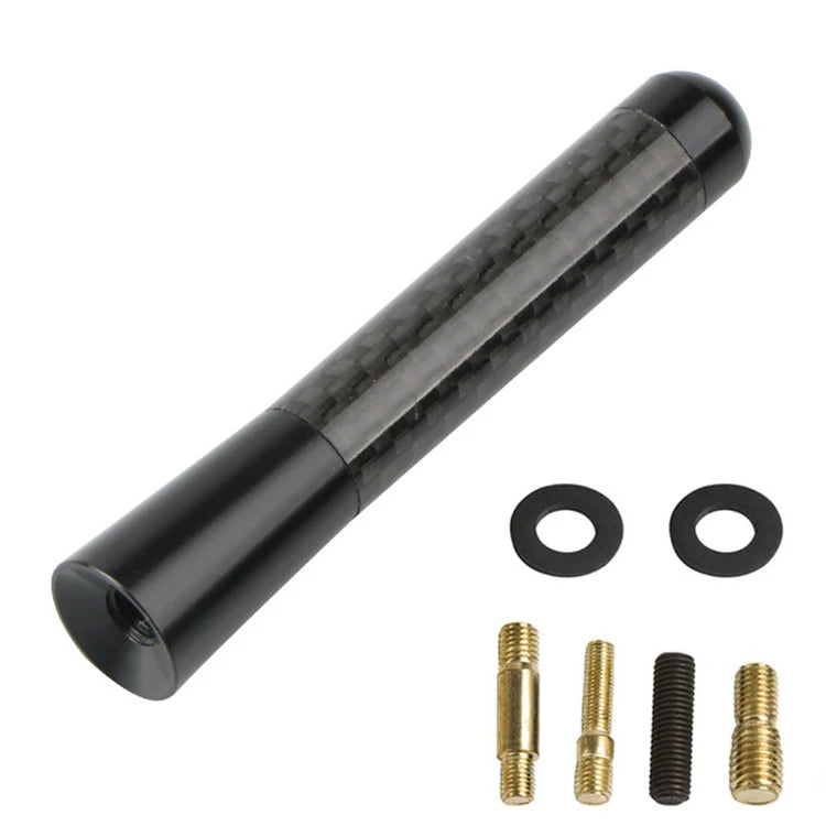 3.5cm/8cm/12cm Universal Car Short Radio Antenna Carbon Fiber Black Car Roof Antenna Radio Aerial FM/AM Metal Receiving Antennas