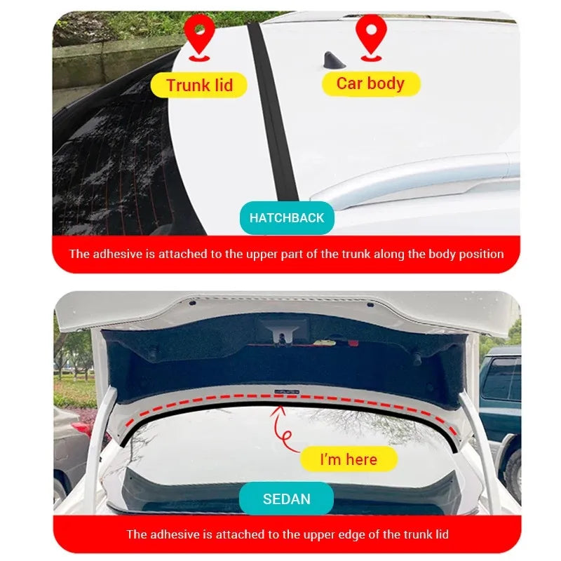 Auto Rubber Seal Strip Car Trunk Lid Gap Seal Strip Rubber Sticker Black For SUV Hatchback Upper Edge Dustproof Car Accessories