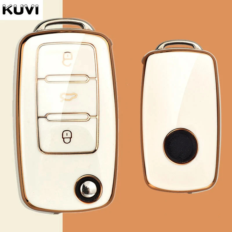 TPU Car Flip Key Case Cover Shell Fob For Volkswagen VW Polo Golf Passat Tiguan Beetle Caddy Eos Skoda Octavia Seat Leon Altea