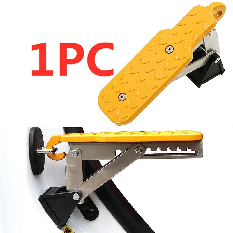 Foldable Car Roof Rack Step Car Door Step Universal Latch Hook Auxiliary Walking Car Foot Pedal Aluminium Alloy Safety Hammer