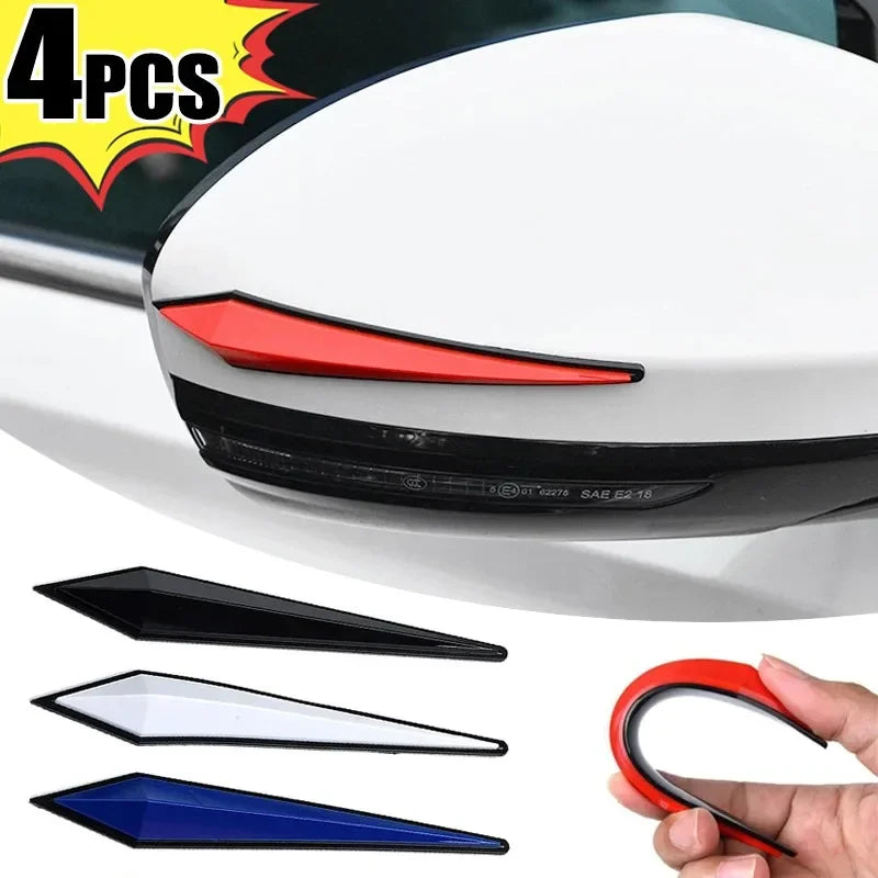 4pcs/set Car Anti-collision Protective Strips Body Door Rearview Mirror Edge Antis-scratch Protection Rubber Strip 3D Sticker Ne