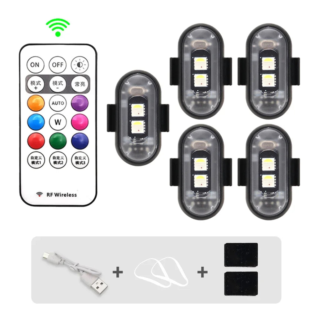 Wireless Car Atmosphere Light LED Strobe Lights Warning Lights RGB Led Aircraft Strobe Lights Car Motorcycle LED Lamp