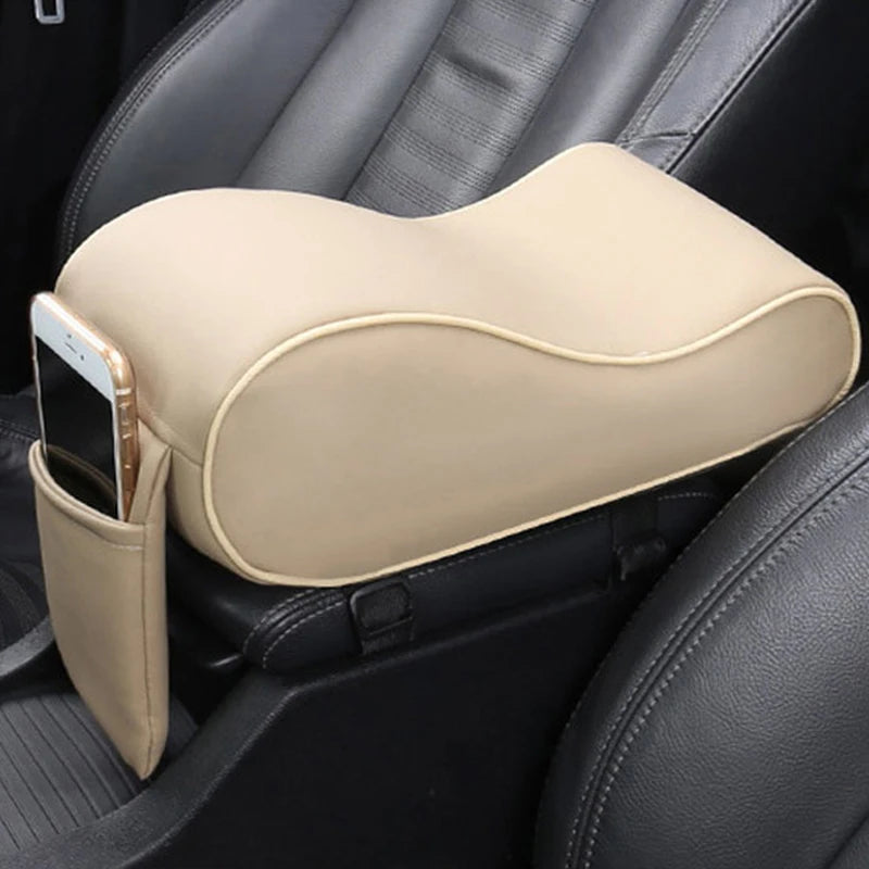Car Armrest Pad Leather Auto Central Console Protection Cushion Thicken Memory Foam Auto Armrests Storage Box with Pocket