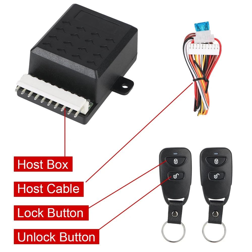 12V universal car keyless entry central locking remote control, wire cutting car rearview mirror folding mirror controller