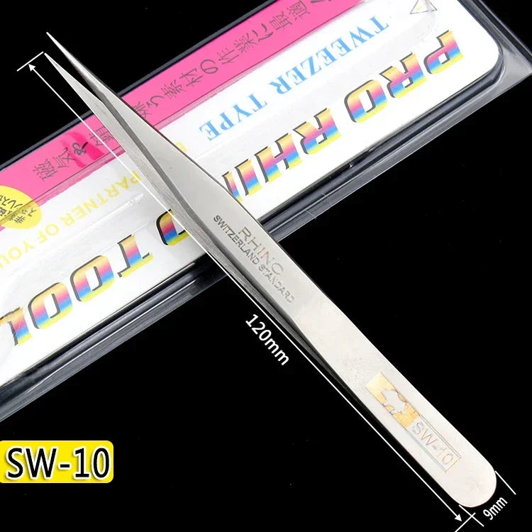 Durable RHINO RH Japanese Tweezers Sharp Hard High Precision for Small Objects Watch Phone Repair
