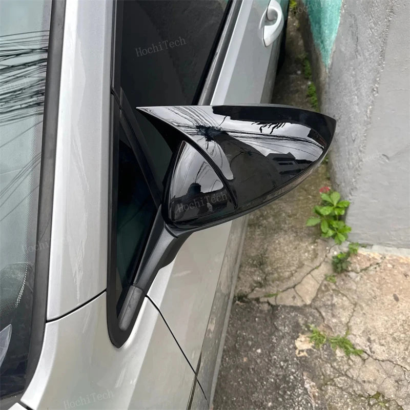 for Volkswagen VW Golf MK7 7.5 GTI 7 R Touran L 2013-2020 2x horn style add-on Rearview Mirror Cover Glossy Black