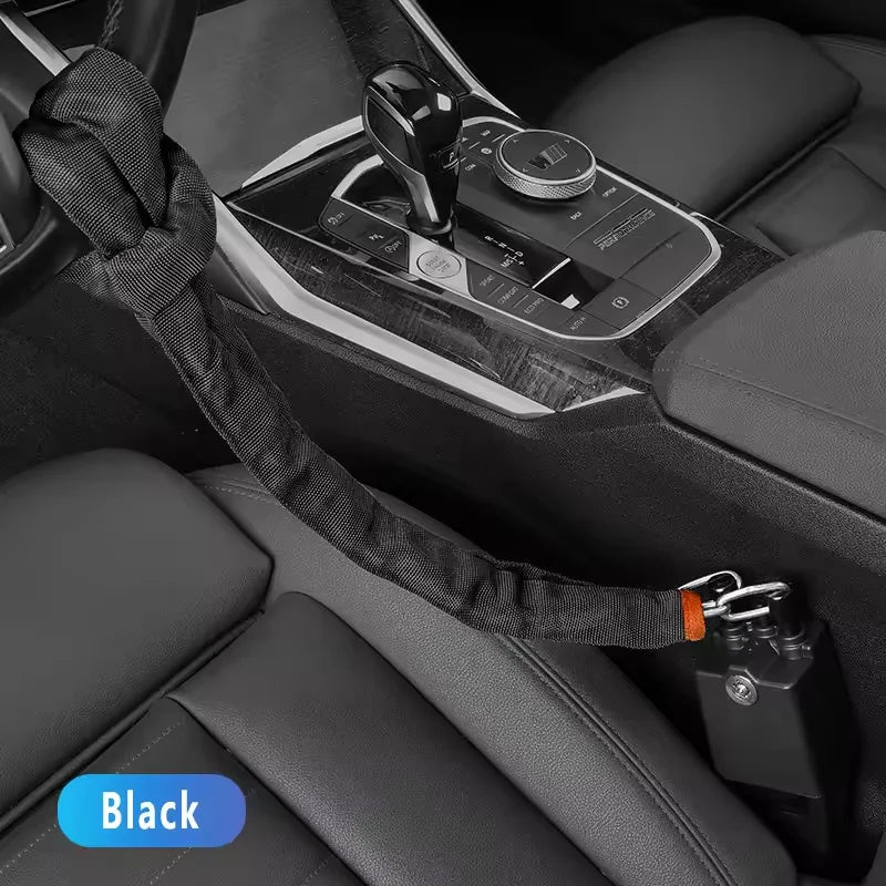 Universal anti-theft device for car steering wheel lock, safety belt buckle lock, steel cable lock, steel wire rope lock, car mo