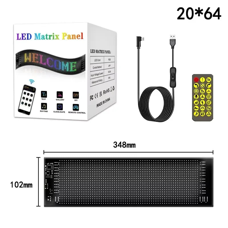 Car Flexible LED Display Soft Screen Devil Eyes Light Programmable Matrix Pixel Panel DIY Pattern Text Animation Display for Car