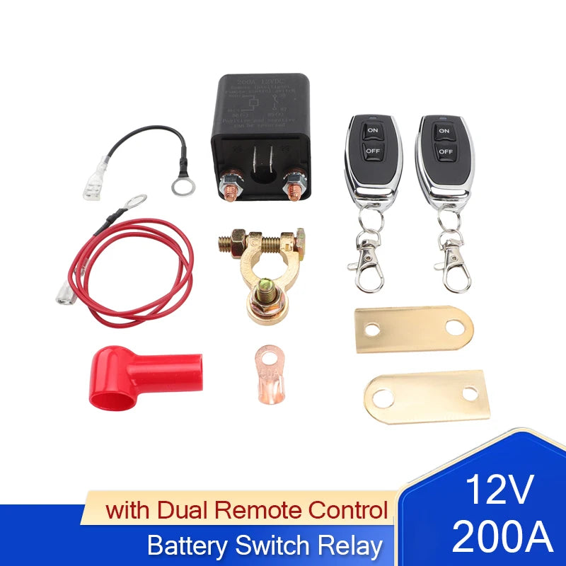 12V 200A Remote Car Control Battery Disconnect Switch Battery Switch Relay Anti-Theft Upgrade Prevent Power Drain
