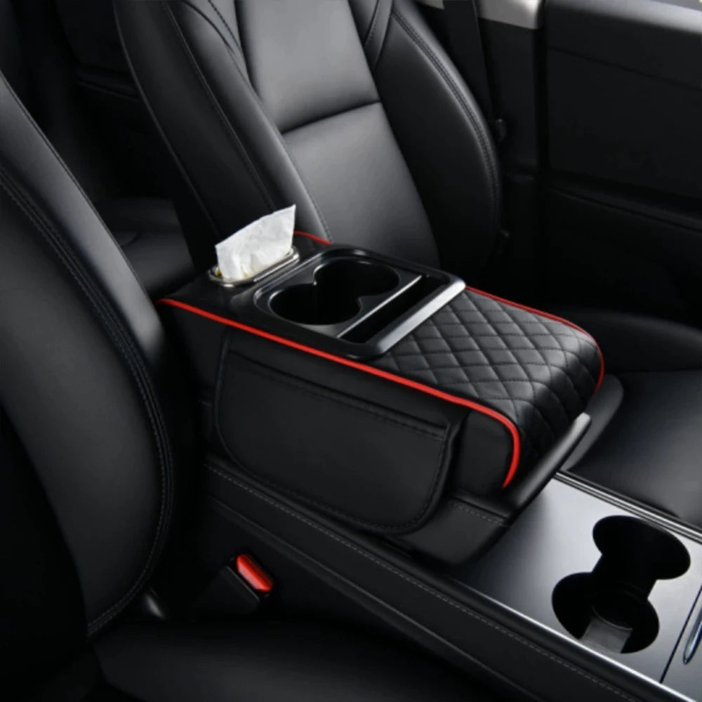 1PC Car armrest box pad, height pad, beverage cup holder, multifunctional storage, universal central armrest pillowcase